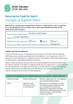 Comply or Explain Form summary image