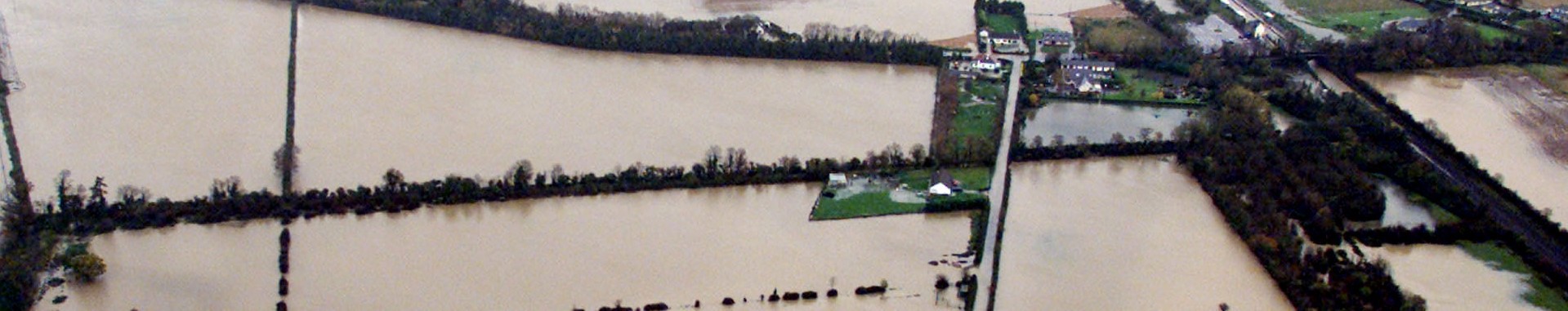 Fields in flood in the County